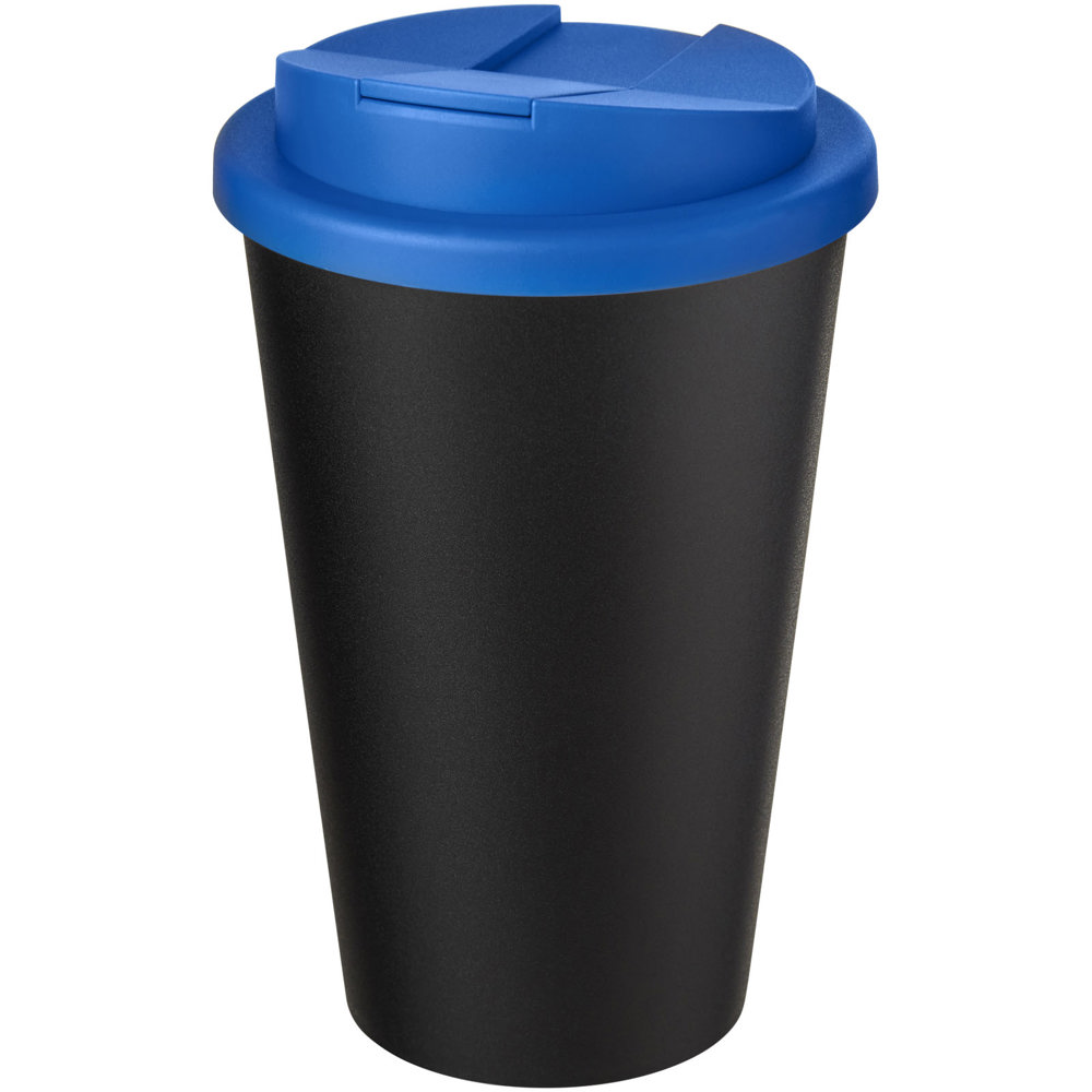 Americano® Eco 350 ml gerecyclede beker met spill-proof deksel - voor bedrijven en relatiegeschenken - Middenblauw, Zwart