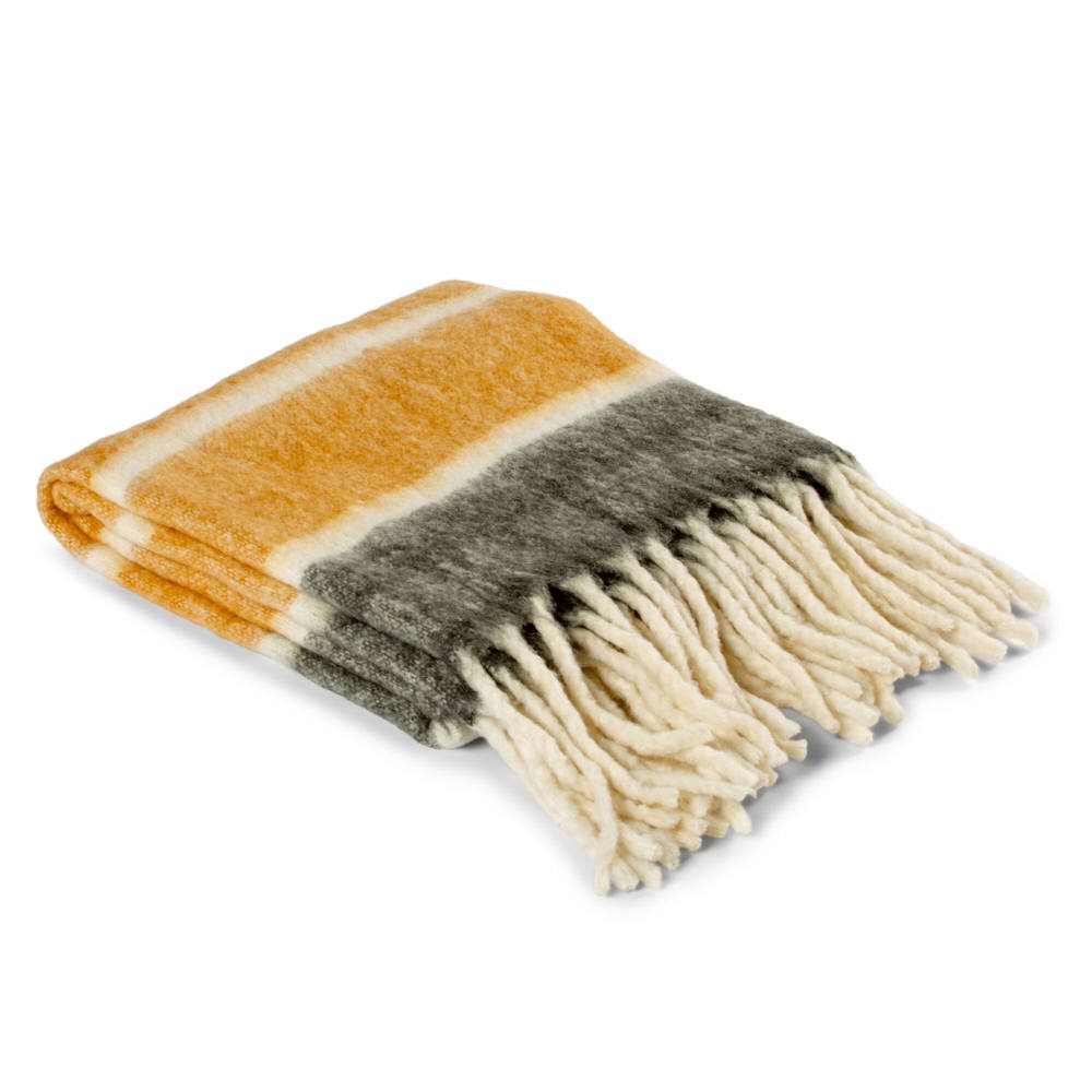 Kosta Linnewäfveri Wollen Plaid Streep - met logo of onbedrukt bestellen - Beige