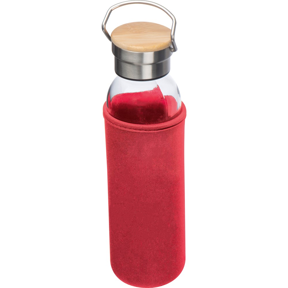 Drinkfles van glas met ommanteling