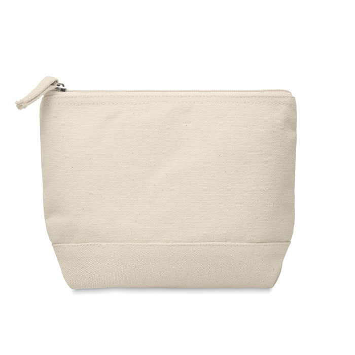 KLEUREN - 2-Kleurige katoenen toilettas - bedrukt of onbedrukt verkrijgbaar - Beige
