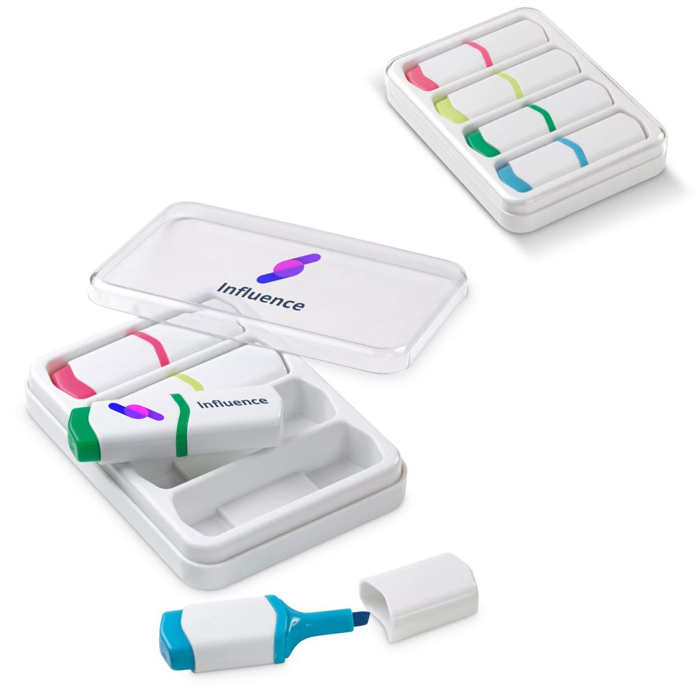 Mini tekstmarkers set van 4 - voor bedrijven en relatiegeschenken