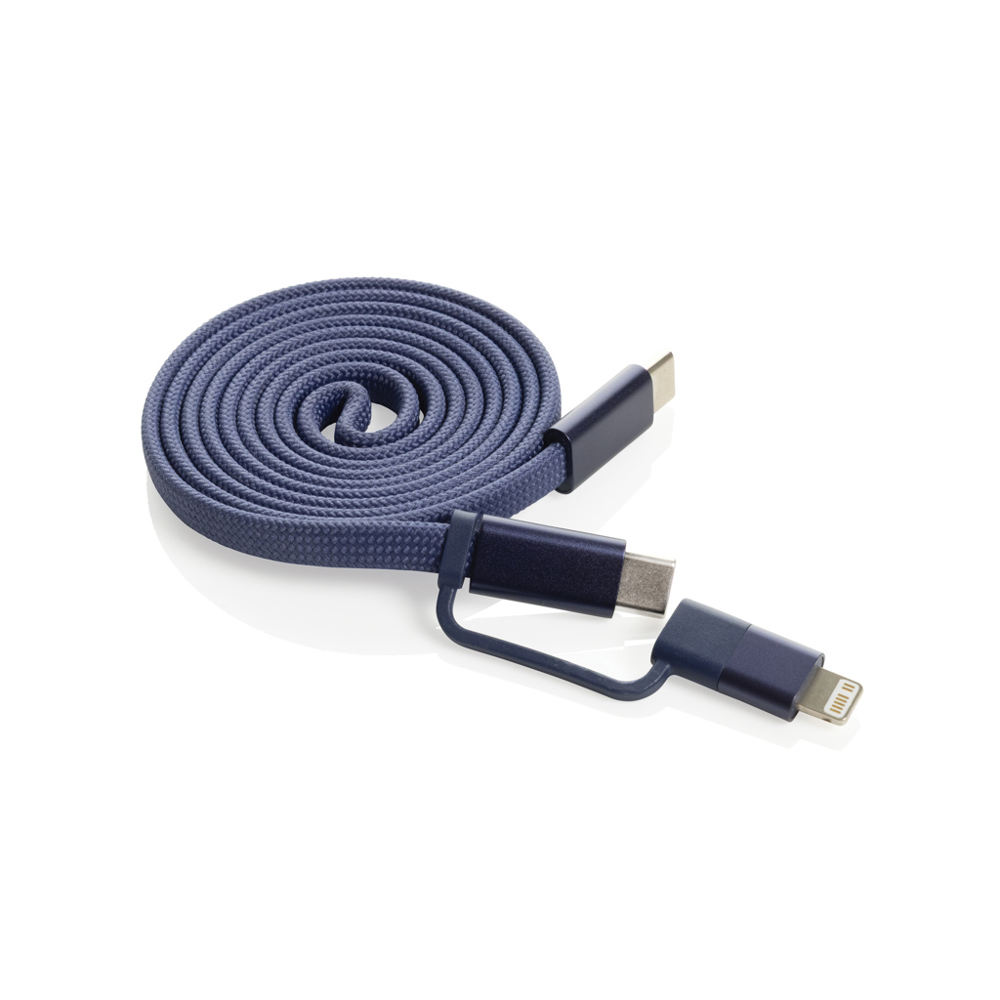 Arc Ultra-thin RCS recycled 60W 2 in 1 magnetische kabel - kopen of bedrukken - blauw (± PMS 4145 C)
