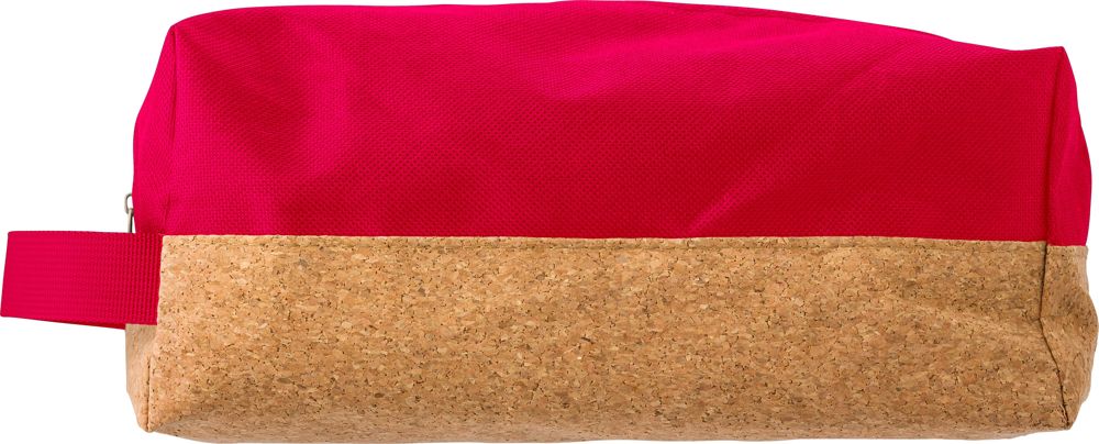 Toilettas van polyester en kurk Lynn - bedrukt of onbedrukt verkrijgbaar - Rood