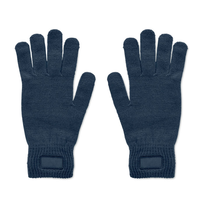 HANDNIT - Gebreide handschoenen van RPET - met logo of onbedrukt bestellen - Marineblauw