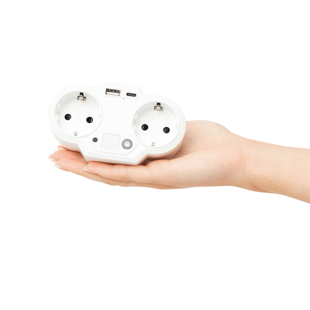 ENDLESS POWER NIGHT - USB-adapterstekker voeding met nachtlampje - voor bedrijven en relatiegeschenken