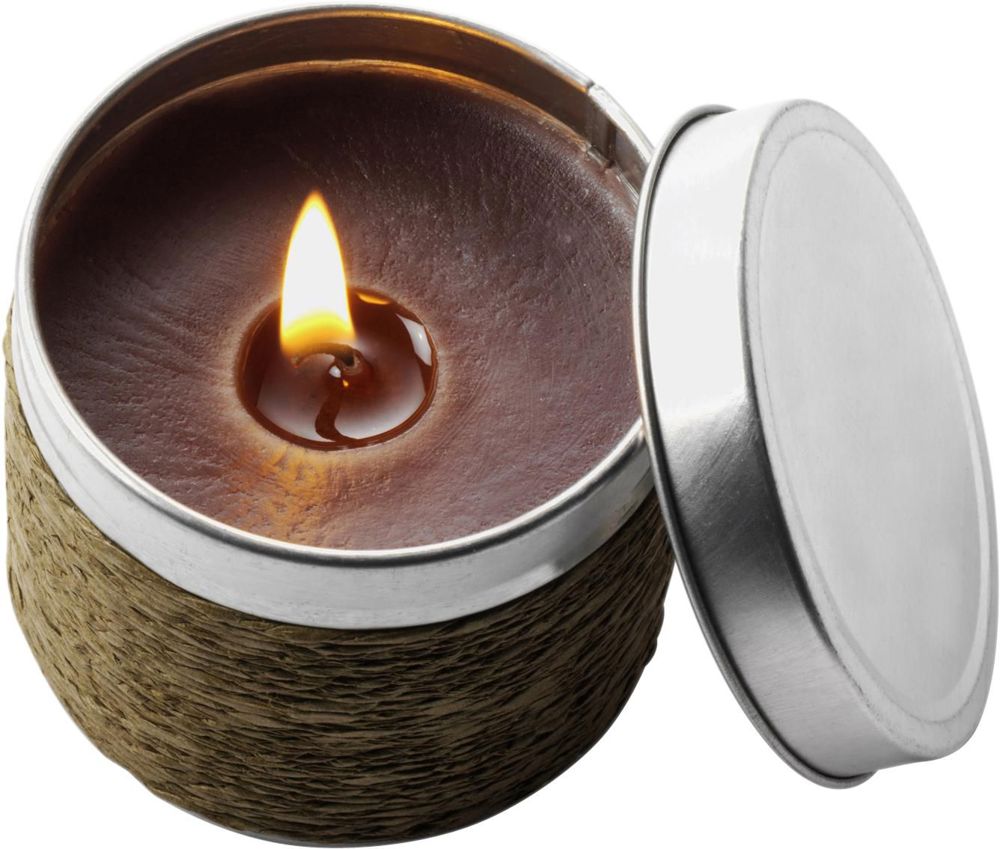 Blikje met geurkaars Zora - voor bedrijven en relatiegeschenken - Bruin