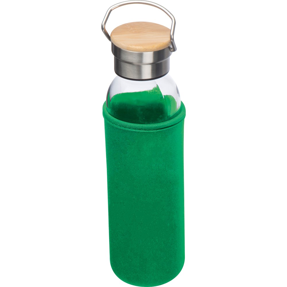 Drinkfles van glas met ommanteling