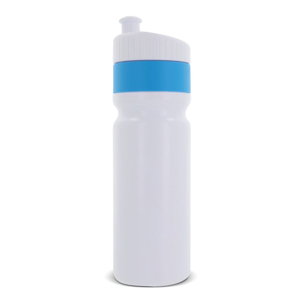 Sport bidon met rand 750ml - voor bedrijven en relatiegeschenken - Wit / Lichtblauw