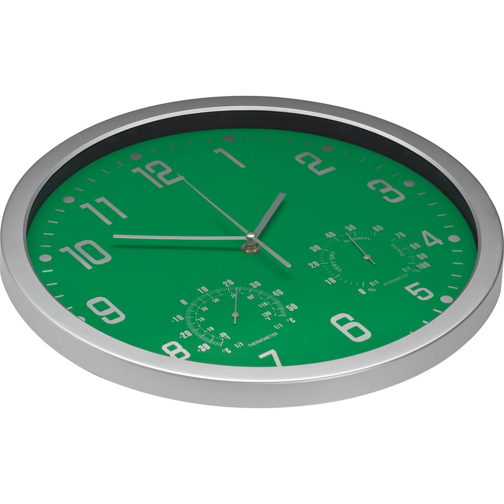 Wandklok met thermometer en hygrometer