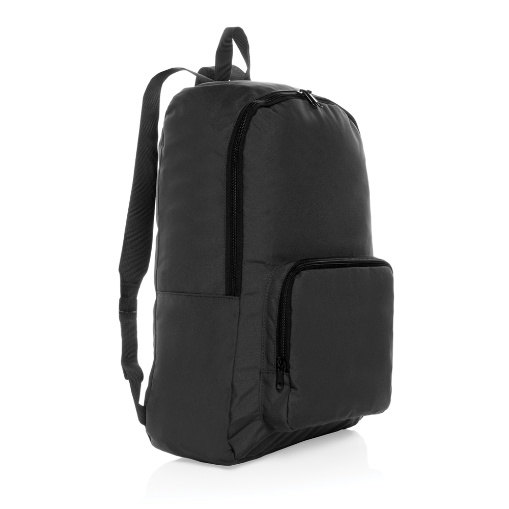 Dillon AWARE™ RPET opvouwbare klassieke rugzak - voor bedrijven en relatiegeschenken - zwart (± PMS Black)