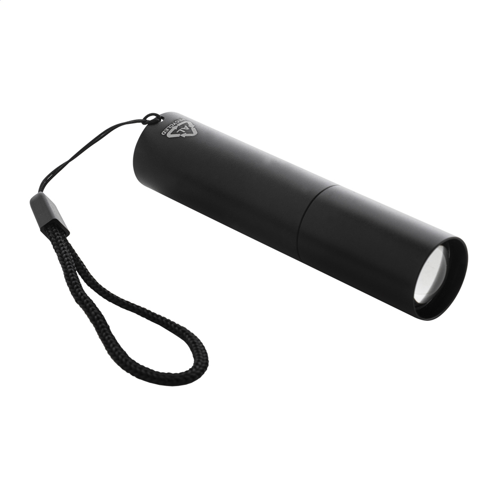 Chargelight Tone - oplaadbare zaklamp van gerecycled aluminium - kopen of bedrukken - Zwart