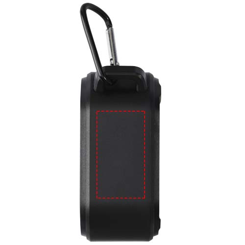 Solo IPX5 Bluetooth® speaker op zonne-energie van 3 W van RCS gerecycled plastic met karabijnhaak 
