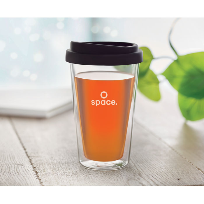 BIELO TUMBLER - Dubbelwandig glas met deksel