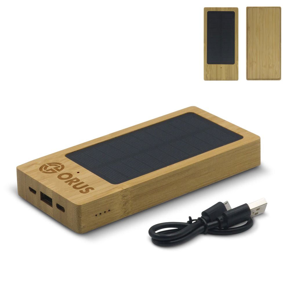 Powerbank Bamboe met Zonne Energie 8000mAh - kopen of bedrukken