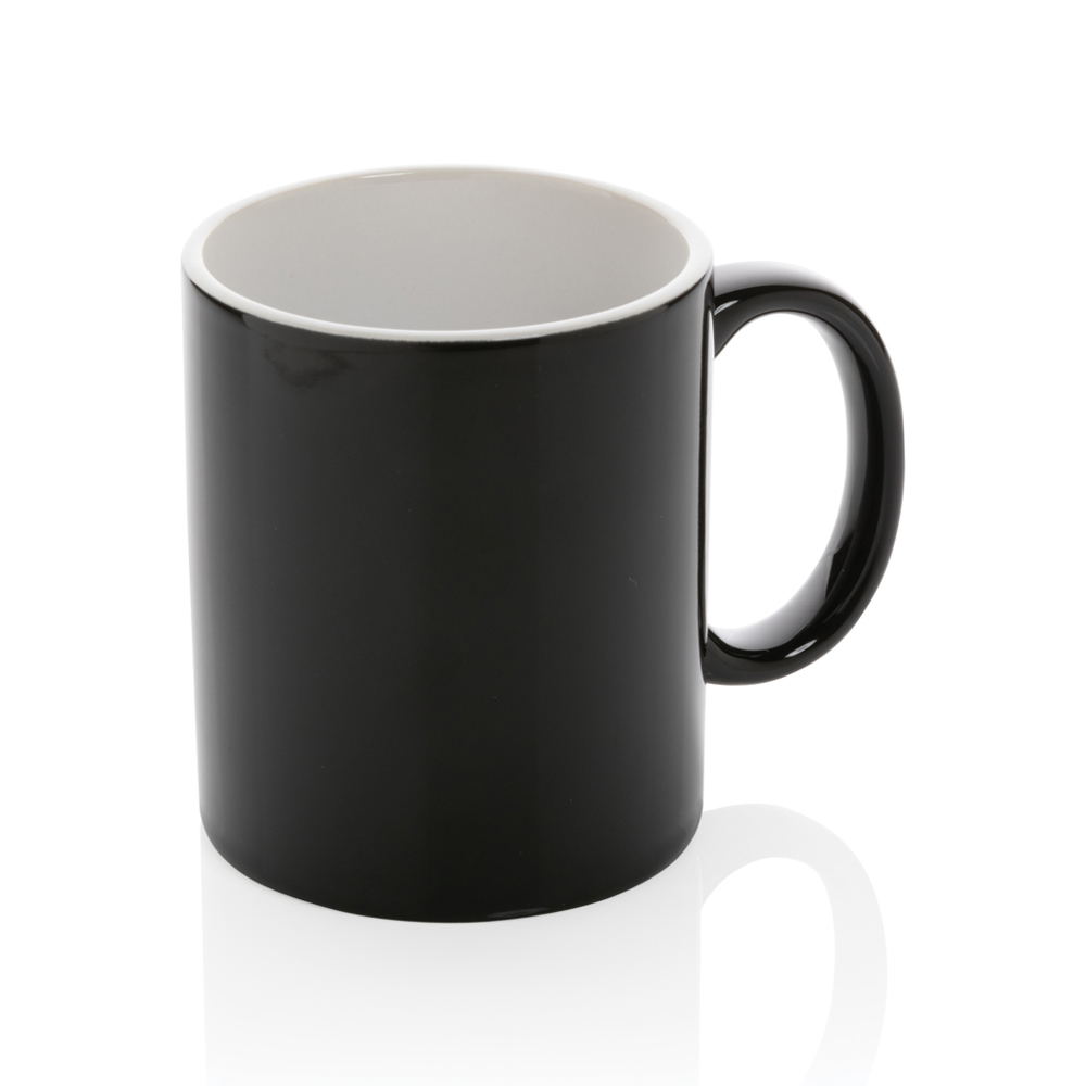 Keramische classic mok 350 ml - met logo of onbedrukt bestellen - zwart (± PMS Black)