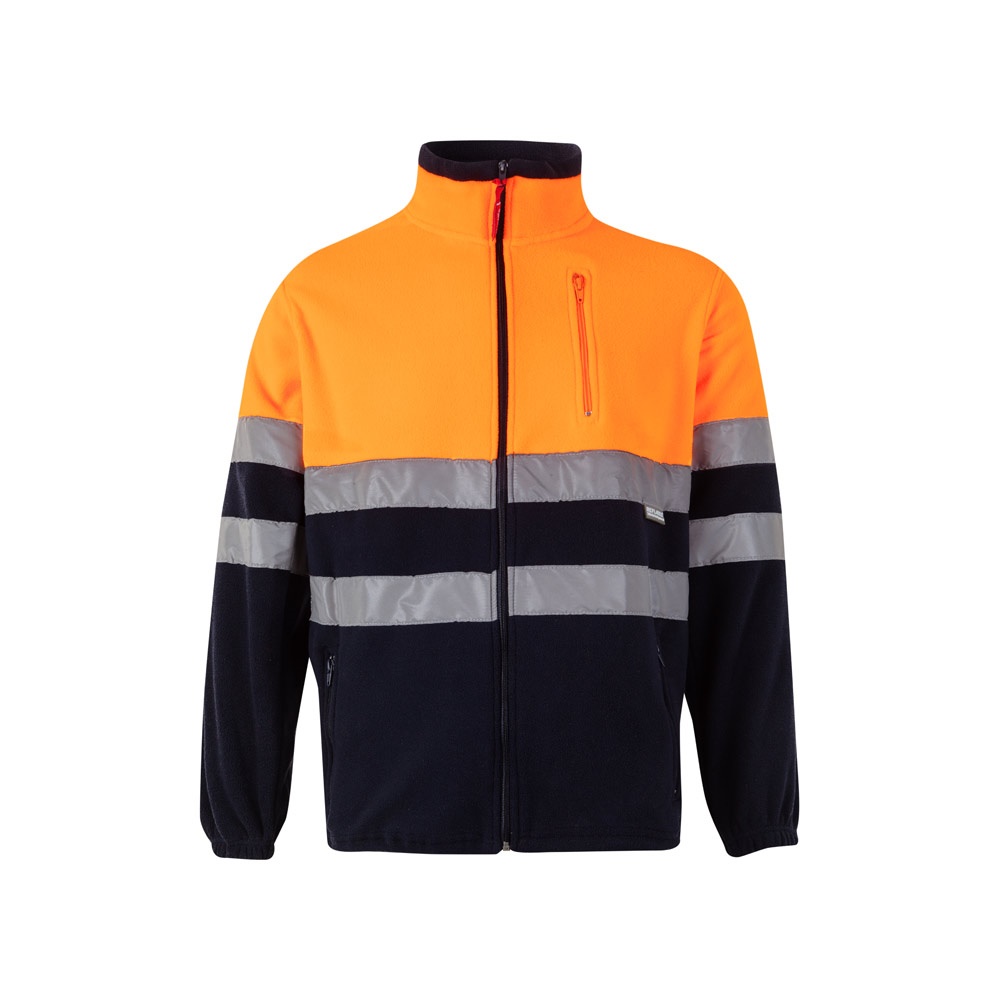 VL EROS. Tweekleurig fleecejack (280g/m²) van polyester (100%) - bedrukt of onbedrukt verkrijgbaar - Marineblauw, Oranje