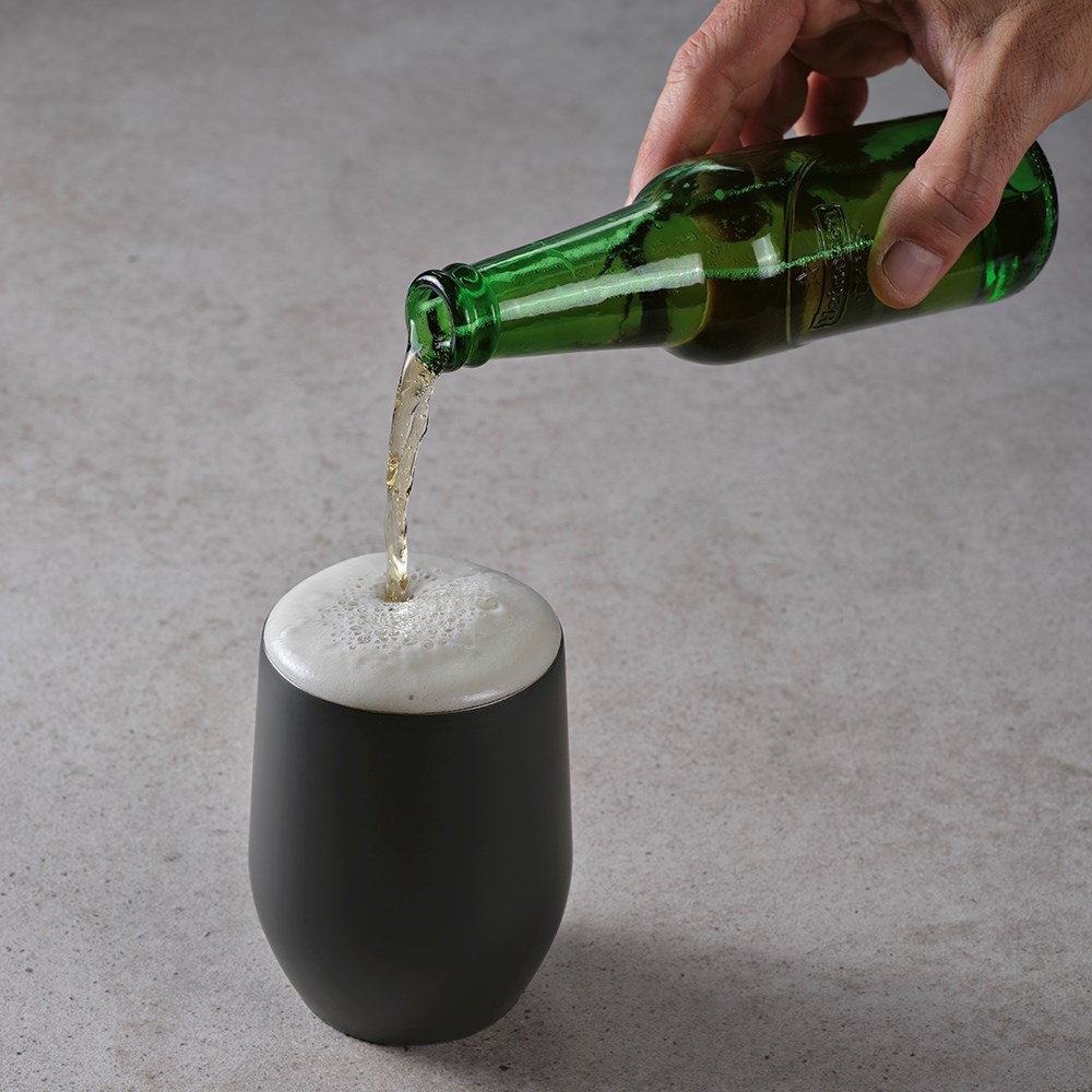 Tigris reisbeker gerecycled roestvrij staal 380 ml - Zwart