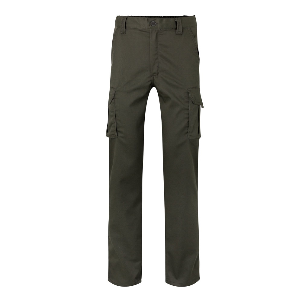 VL PAN. Stretch broek met meerdere zakken (290g/m²), van katoen (46%), EME (38%) en polyester (16%) - met logo - Olijfgroen