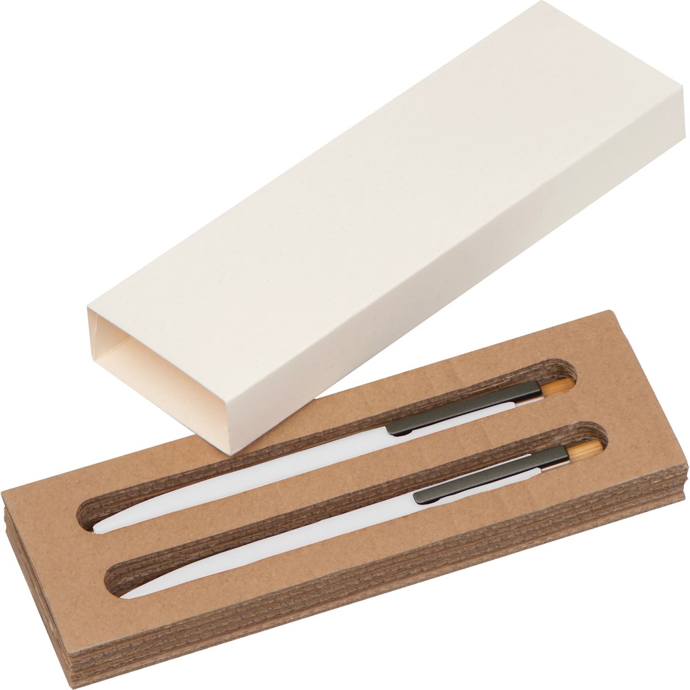 Schrijfset van gerecycled aluminium met een pen en potlood - met logo of onbedrukt bestellen - wit
