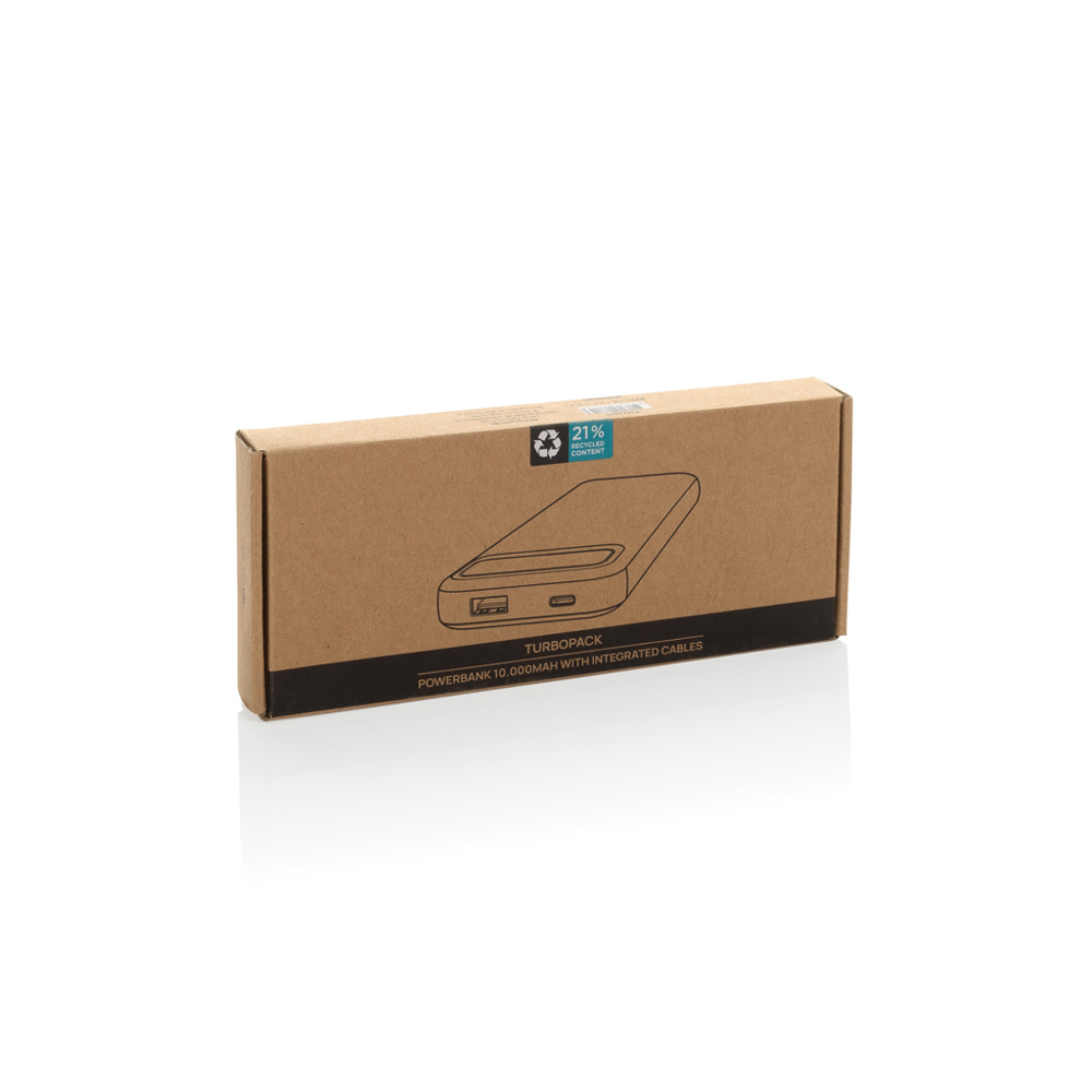 Turbopack RCS rplastic powerbank 10.000 ingebouwde kabels