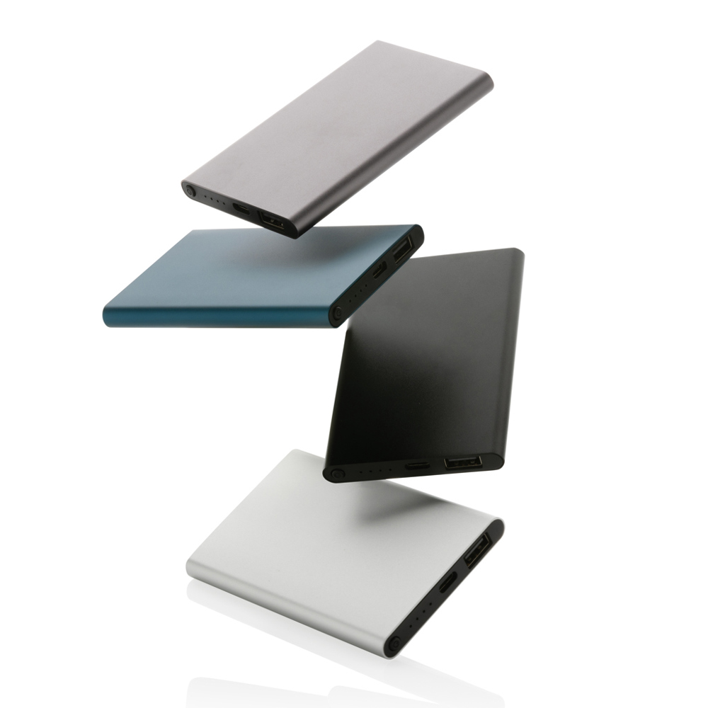 RCS gerecycled plastic/alu 4000 mah powerbank met type C - voor bedrijven en relatiegeschenken