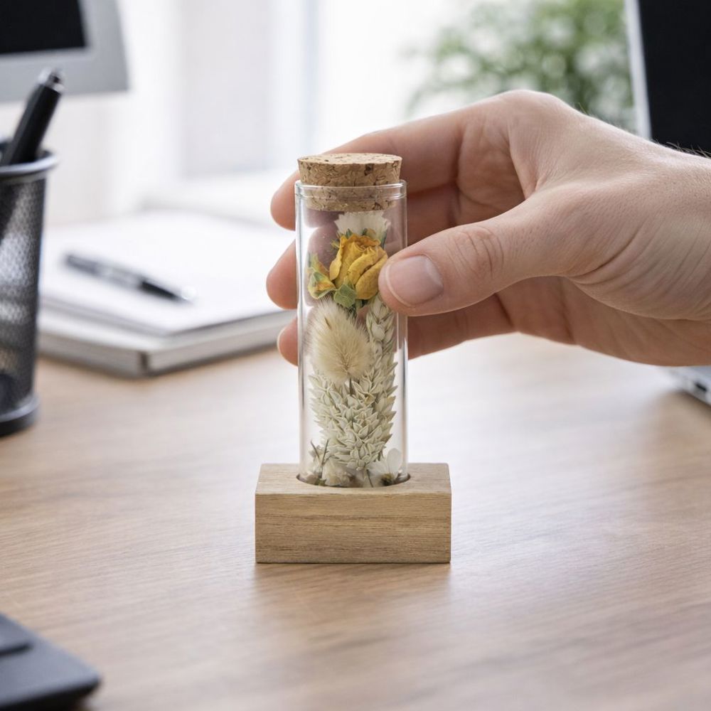 Dried Flowers - Single tube & wood, Lichtblauw