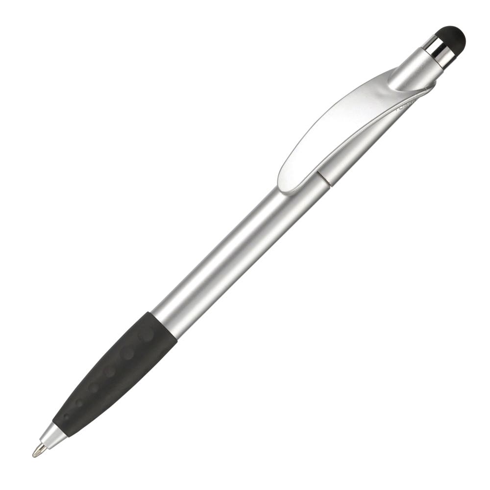 Balpen Cosmo stylus hardcolour - bedrukt of onbedrukt verkrijgbaar - Zilver / Zwart