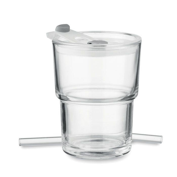 SIP - Glazen beker met rietje 400ml