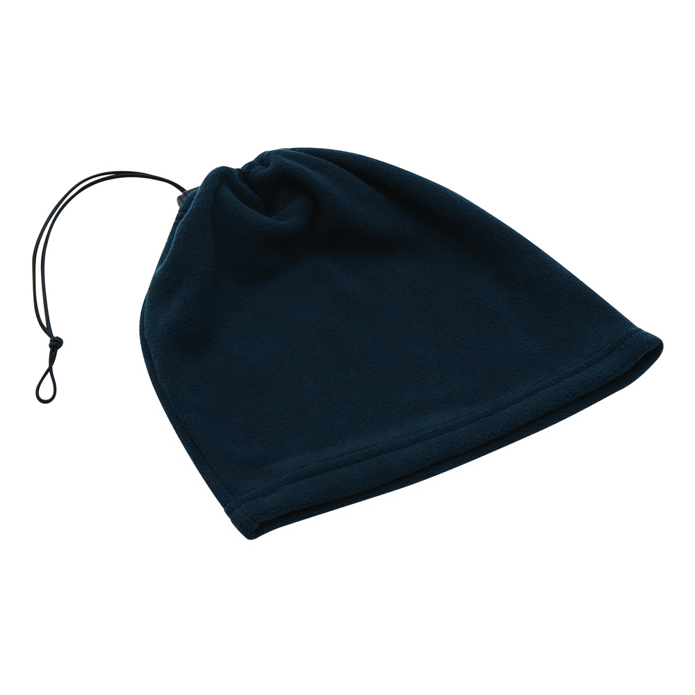 VARIOUS - Muts/ sjaalcombinatie van fleece - met logo of onbedrukt bestellen - Marineblauw
