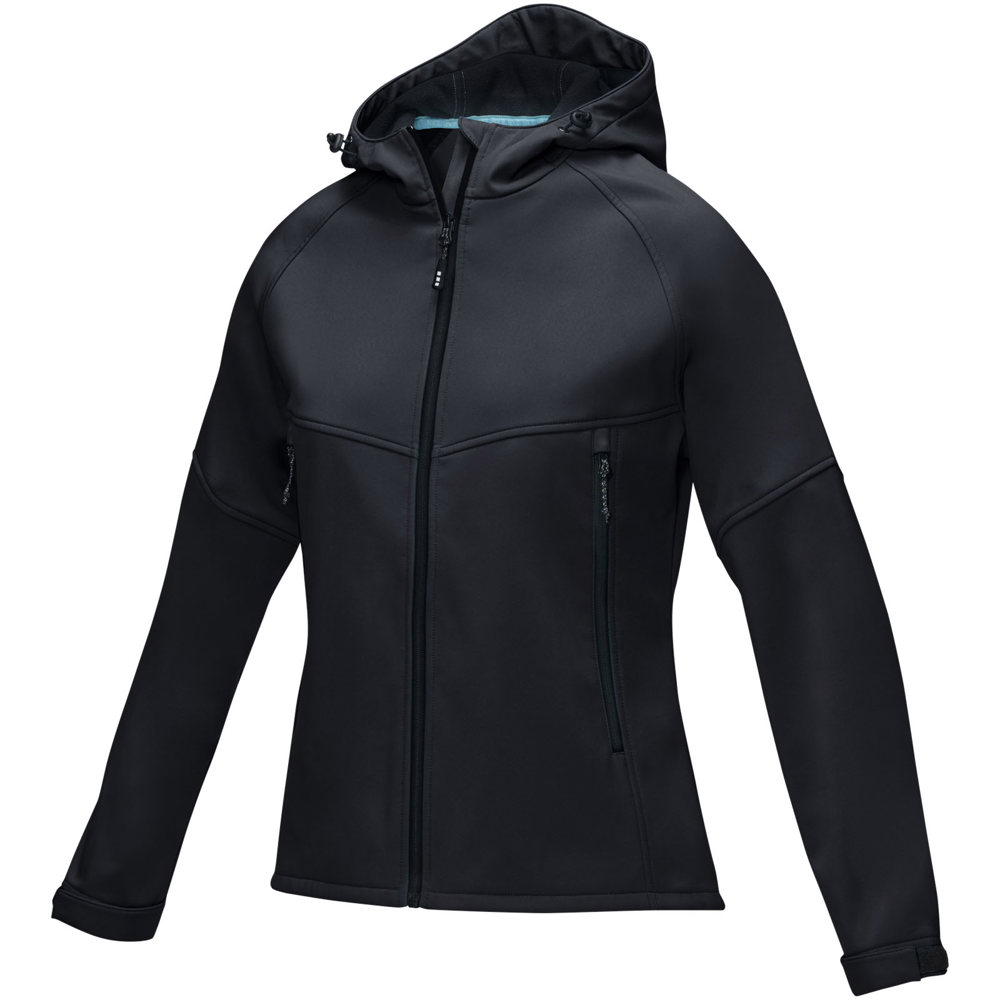 Coltan dames GRS-gerecycled softshell jack - voor bedrijven en relatiegeschenken - zwart
