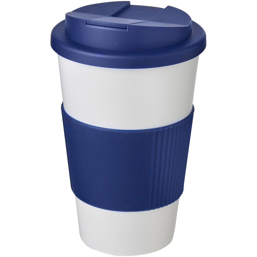 Americano® 350 ml geïsoleerde beker met handvat - voor bedrijven en relatiegeschenken - Wit, Blauw