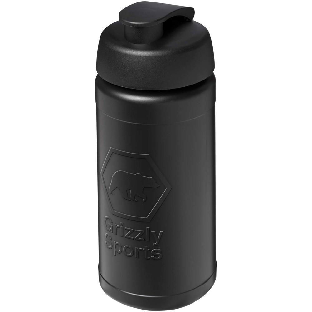 Baseline Rise 500 ml drinkfles met klapdeksel - bedrukt of onbedrukt verkrijgbaar - Zwart, Zwart