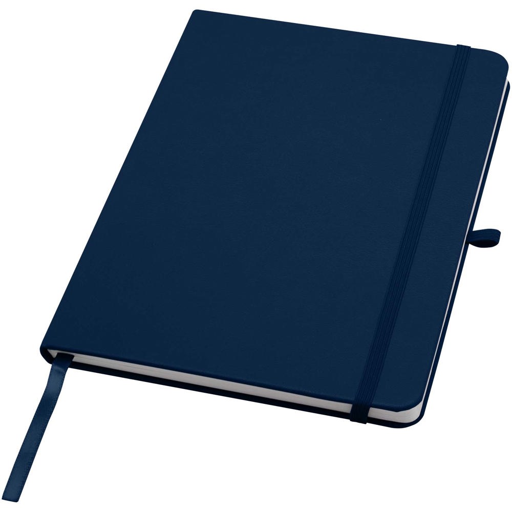 Teak A5 gerecycled notitieboek met harde kaft en gelinieerde pagina's - kopen of bedrukken - Marineblauw