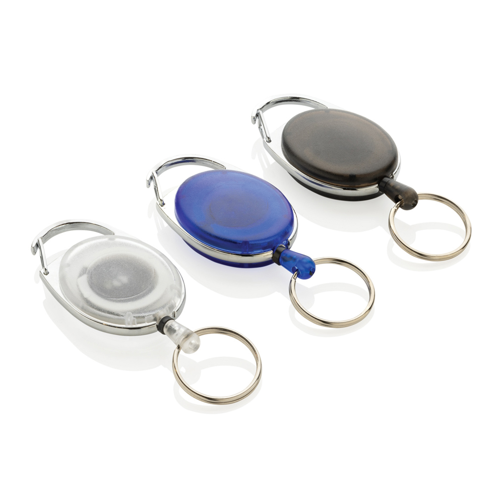 Roller clip sleutelhanger gemaakt van RCS gerecycled plastic - voor bedrijven en relatiegeschenken