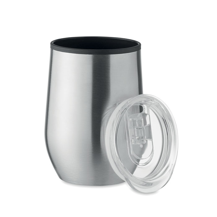 CHIN CHAN - Dubbelwandige reisbeker 350 ml - met logo of onbedrukt bestellen - Mat Zilver
