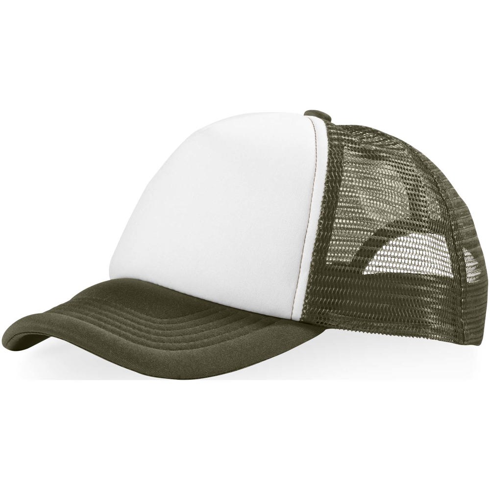 Trucker 5 panel cap - bedrukt of onbedrukt verkrijgbaar - Bosgroen, Wit