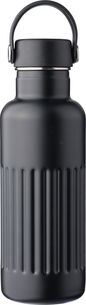 Gerecyclede roestvrijstalen dubbelwandige drinkfles (500 ml) Lior - met logo of onbedrukt bestellen - zwart