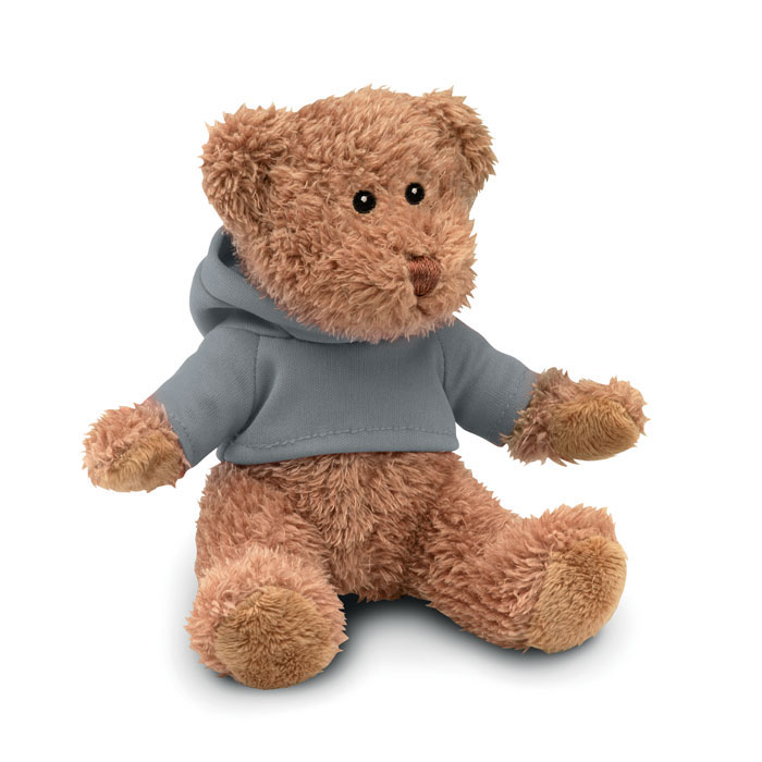 JOHNNY - Teddybeer met sweatshirt - voor bedrijven en relatiegeschenken - Grijs