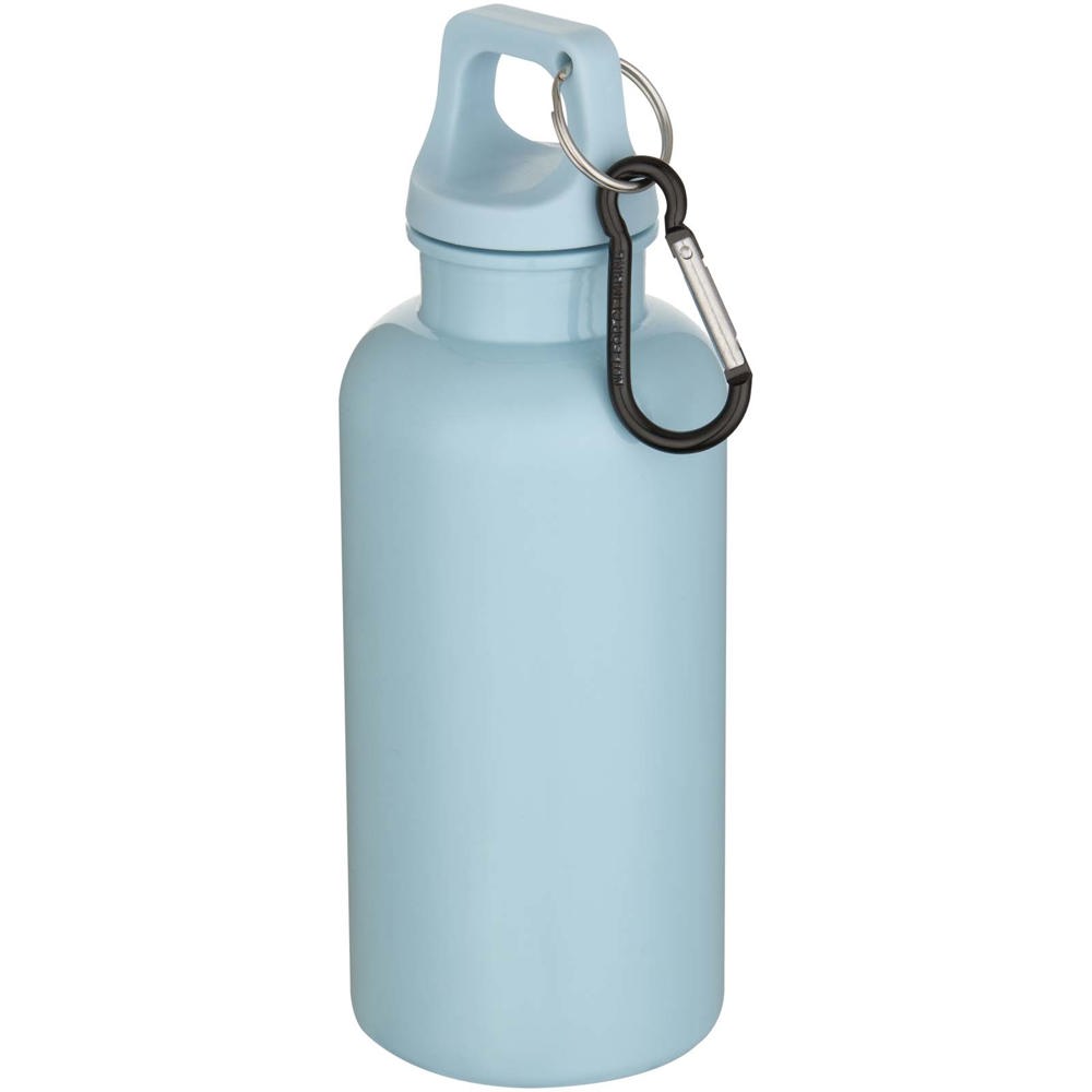 Oregon 400 ml effen waterfles van RCS gecertificeerd gerecycled plastic met karabijnhaak - voor bedrijven en - Wolkenblauw