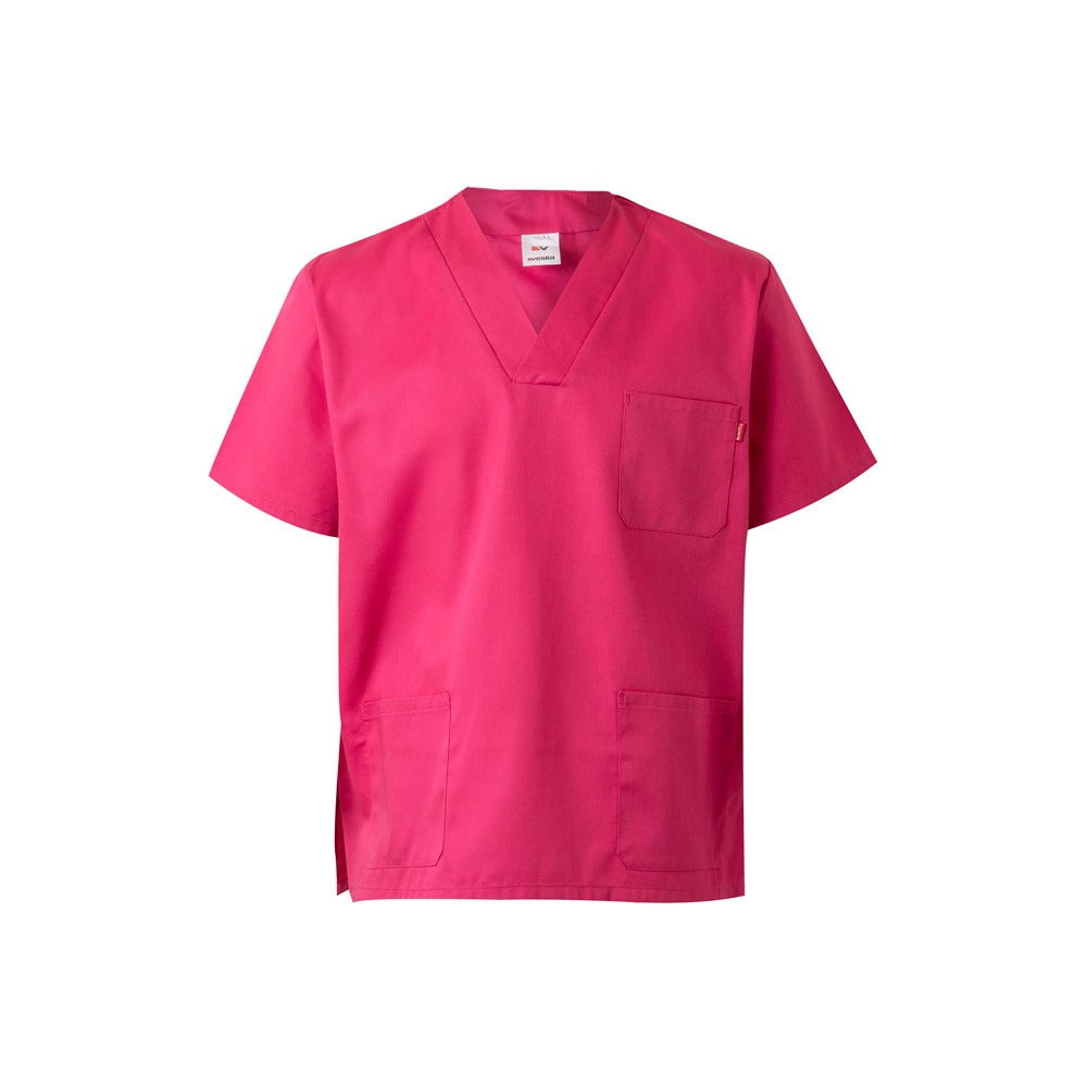 VL ILLAPA. Tuniek van keperstof (190g/m²) met korte mouwen, van polyester (65%) en katoen (35%) - bedrukt of - roze