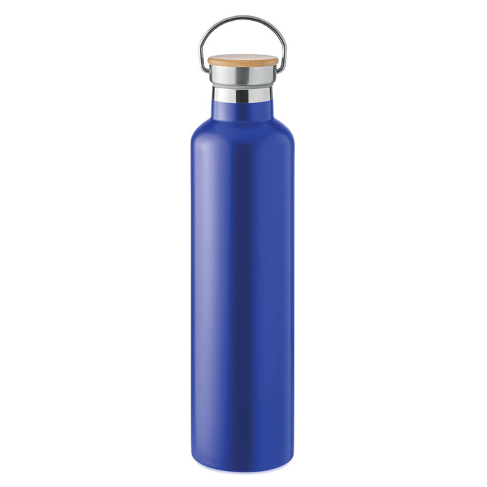 HELSINKI LARGE - Dubbelwandige RVS drinkfles 1L - voor bedrijven en relatiegeschenken - blauw
