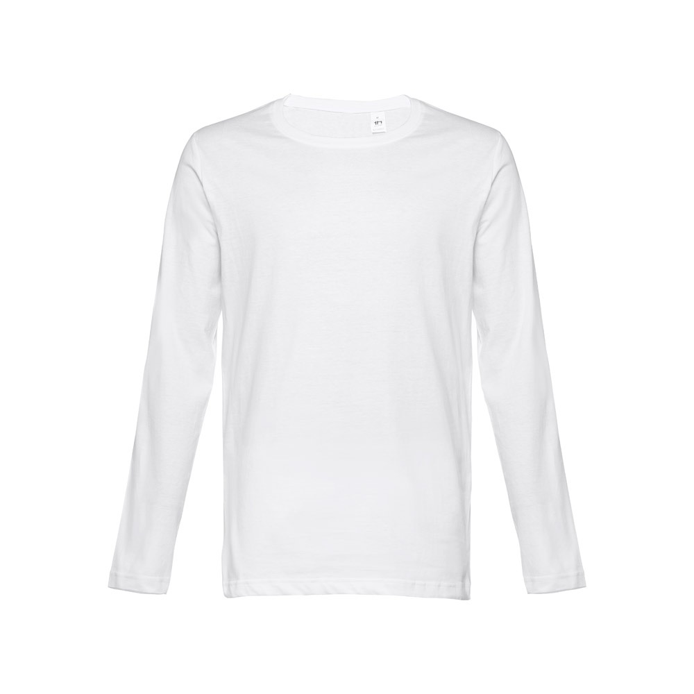 THC BUCHAREST WH. Katoenen heren-T-shirt met lange mouwen - voor bedrijven en relatiegeschenken