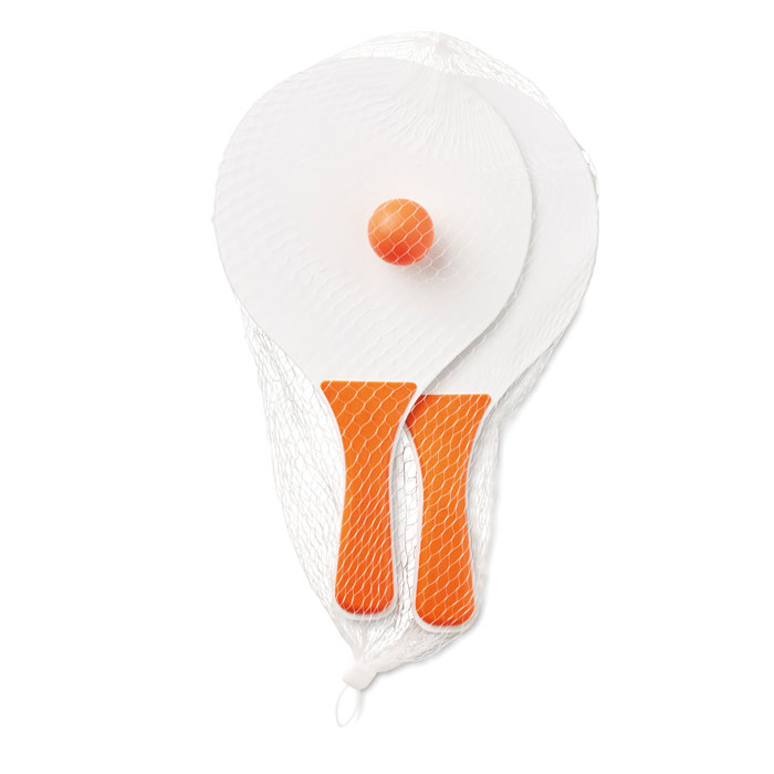MINI MATCH - Mini strand tennisset - voor bedrijven en relatiegeschenken - oranje
