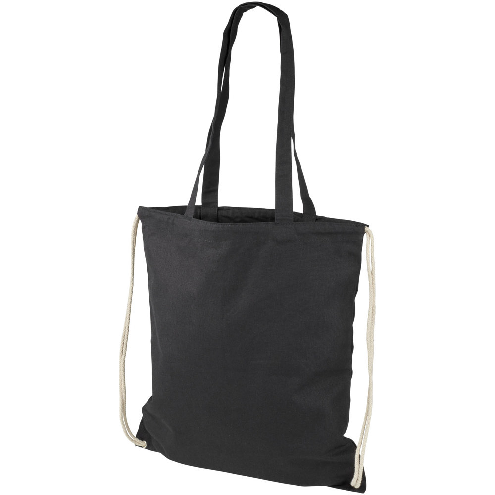 Eliza 240 g/m² katoenen rugzak met trekkoordsluiting 6L - voor bedrijven en relatiegeschenken - zwart