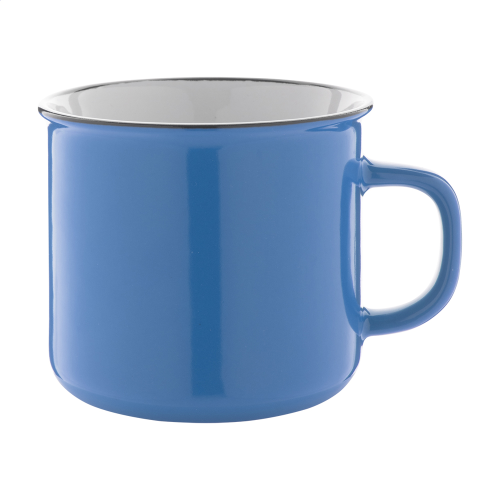 Woodstock - vintage mok - voor bedrijven en relatiegeschenken - licht blauw/wit