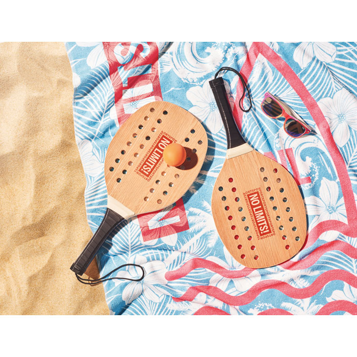 PALAS - Rozenhout strand tennis set - voor bedrijven en relatiegeschenken