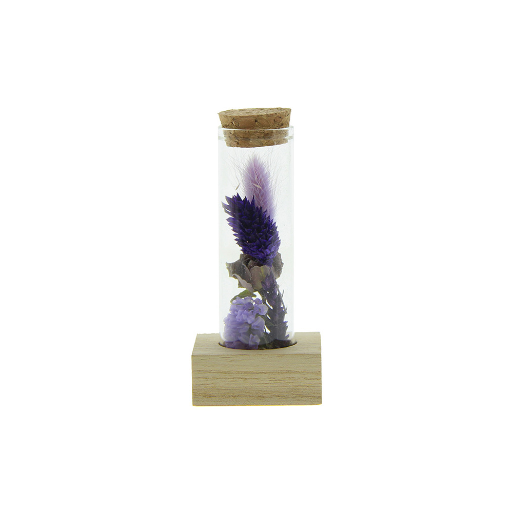 Dried Flowers - Single tube & wood - voor bedrijven en relatiegeschenken - paars
