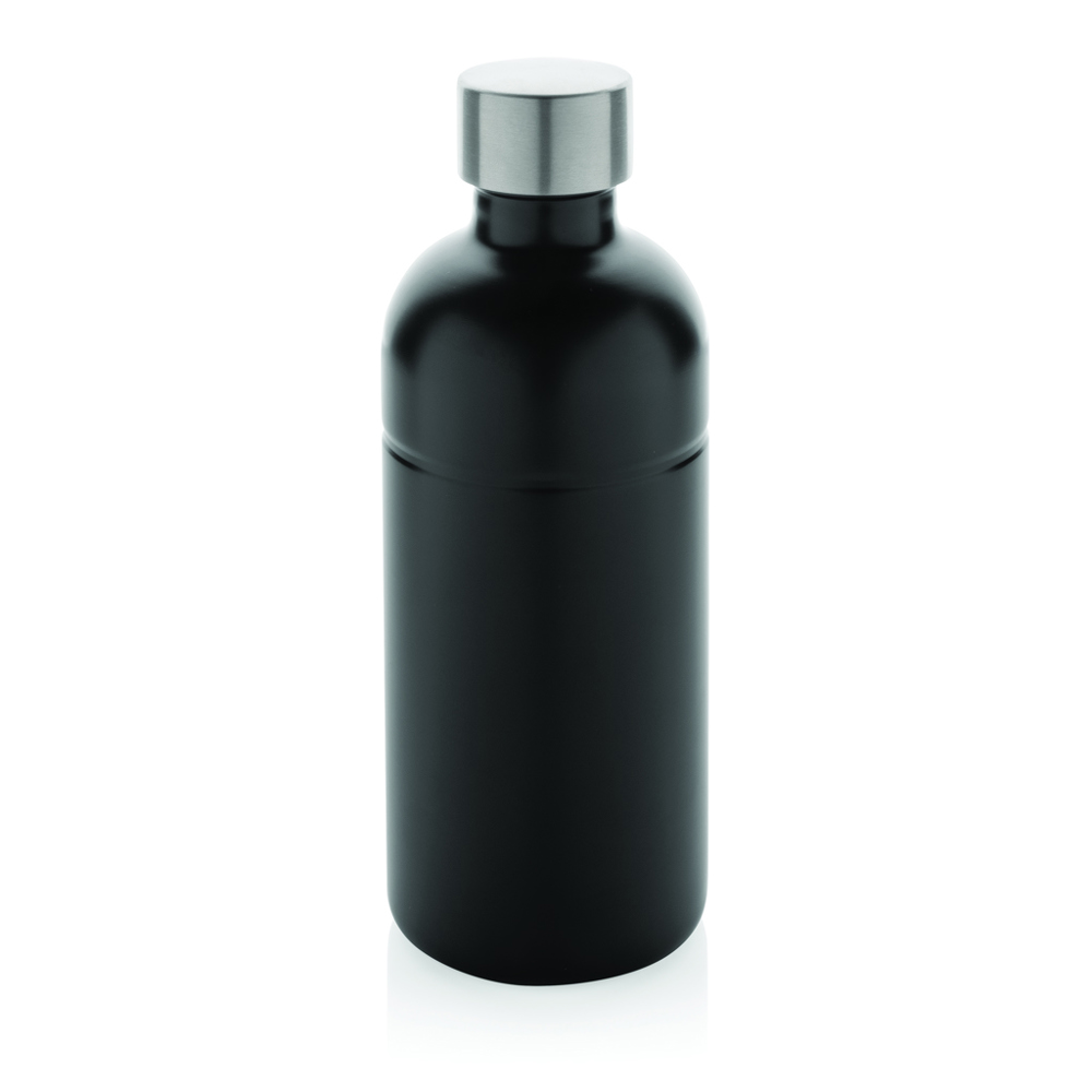 Soda RCS gecertificeerde gerecycled rvs drinkfles - met logo of onbedrukt bestellen - zwart (± PMS Black)