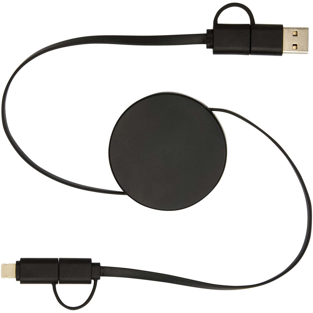 Citala 5-in-1 90 cm intrekbare datasynchronisatie- en 40 W snellaadkabel van gerecycled plastic