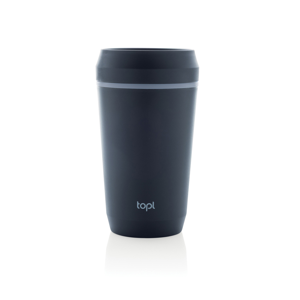 Topl Recycled Plastic To Go beker gepatenteerd 360 Lid 354ml - voor bedrijven en relatiegeschenken - donkerblauw (± PMS 2767C)